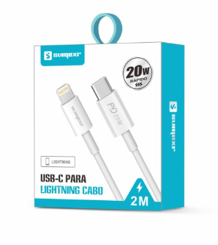 Cabo de Dados Carregador Sumerx - USB PD 20W - Lightning para iPhone com 2 Metros